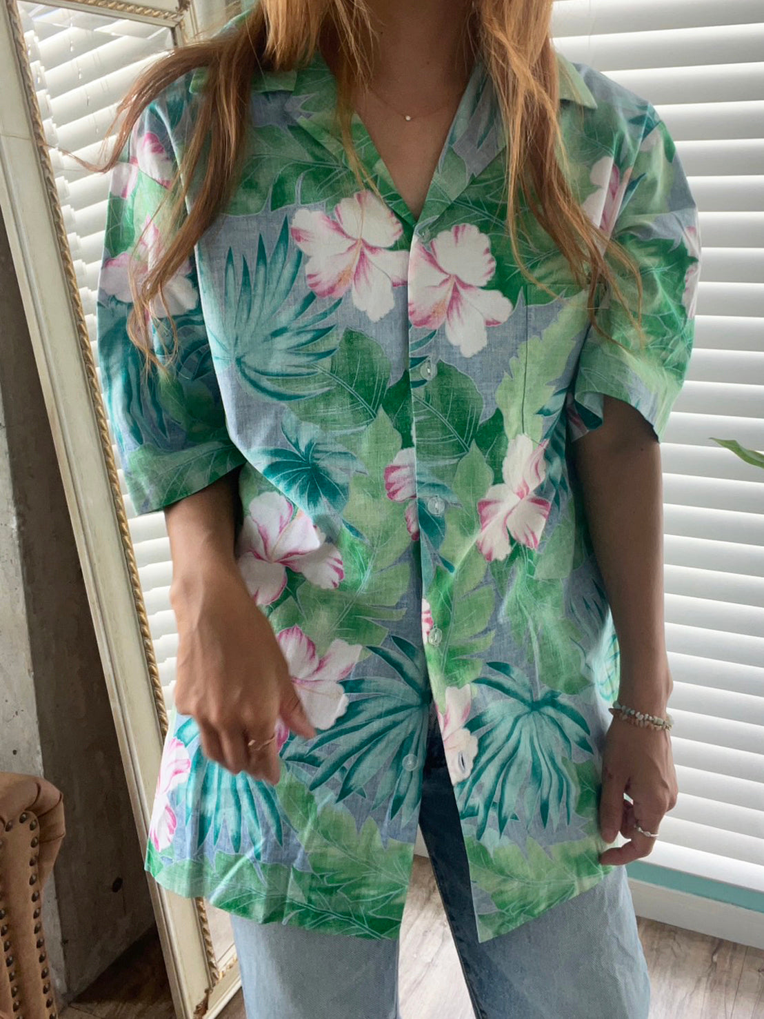 【Hilo Hattie Hawaii】 All Over Pattan cottton Aloha Shirt (men's XL)