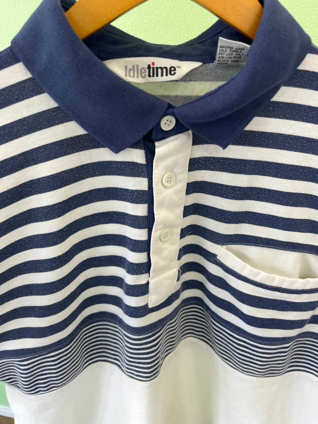 【USED】90's Idle time vintage striped polo shirt T-shirt (men's L)