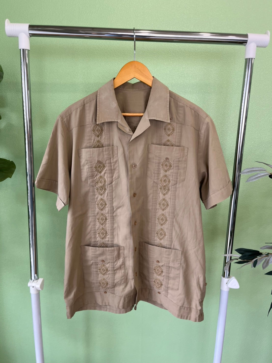vintage】 cuba shirt キューバシャツ 開襟 刺繍 シャツ（men's L相当 
