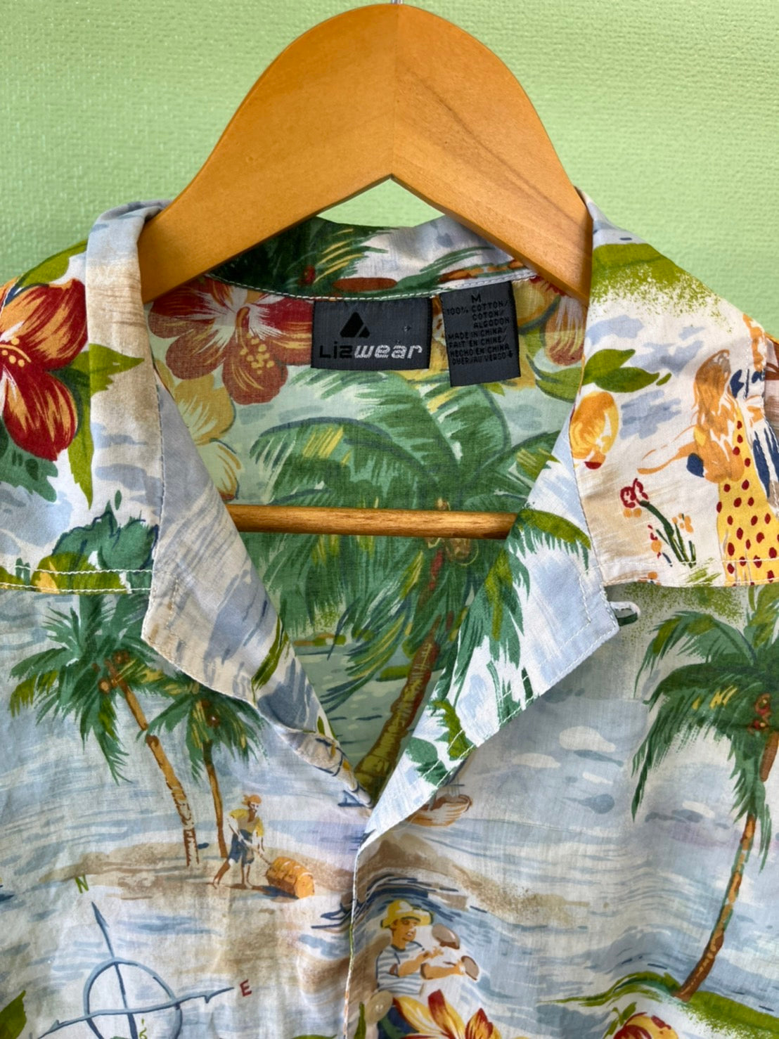 【Lizwear】 All Over Pattan cotton Aloha Shirt (men's M)