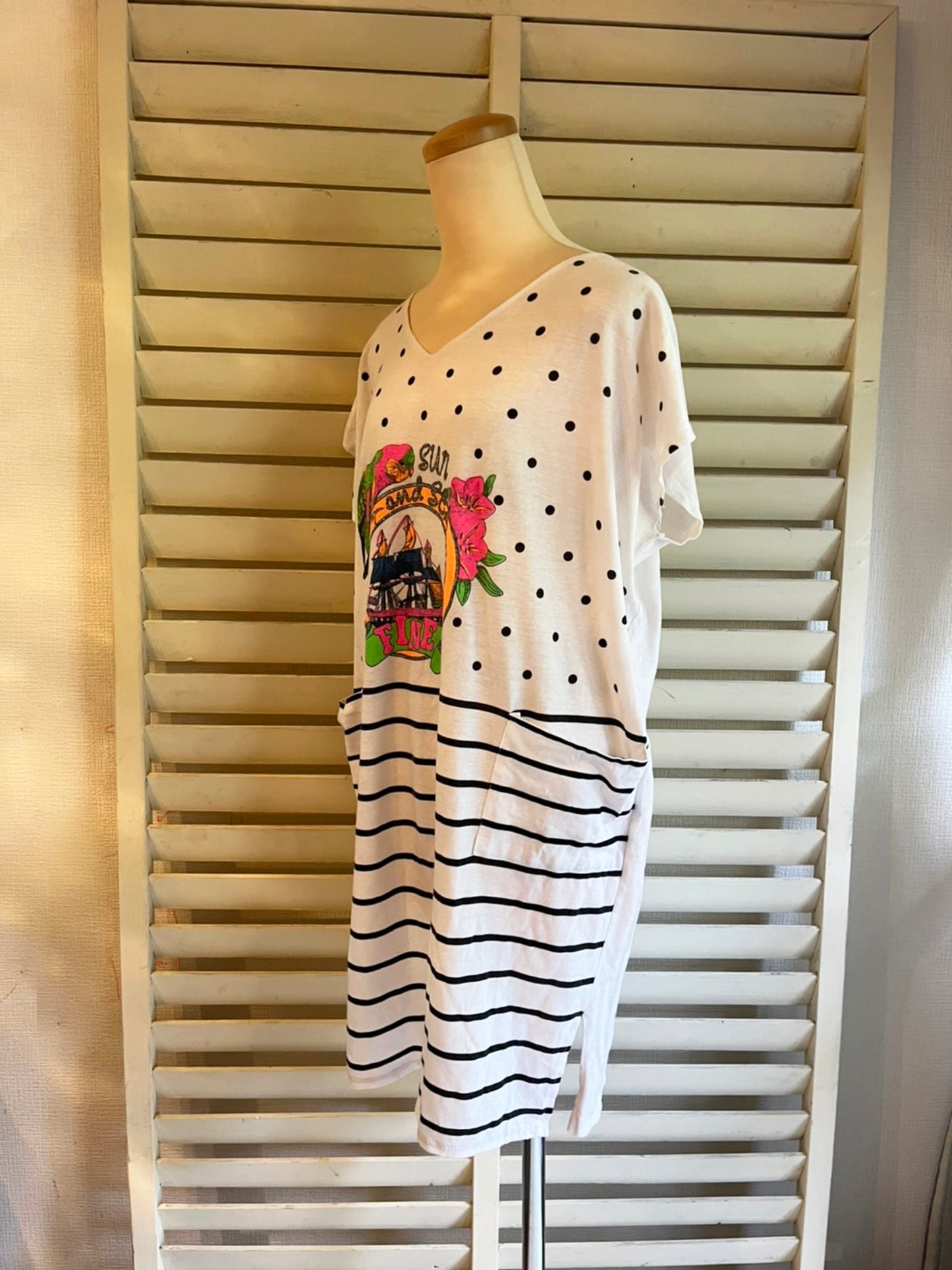 【EURO vintage】レディース SUN and SEA Tシャツ ワンピース (FREE )