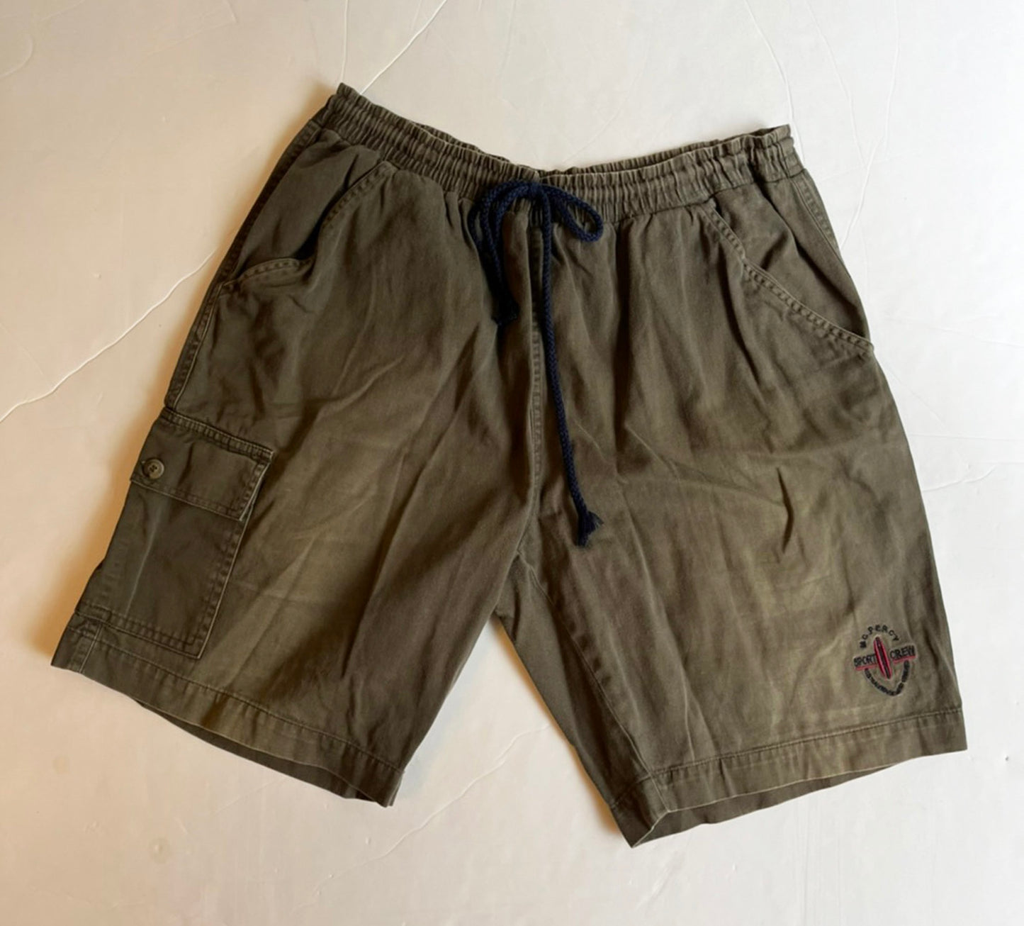 【USED】カーキ イージー ウエストゴム ワイドシルエット ショートパンツ (men's L相当)