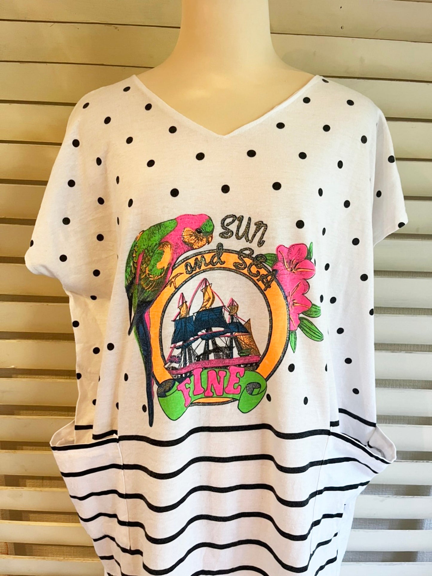 【EURO vintage】レディース SUN and SEA Tシャツ ワンピース (FREE )