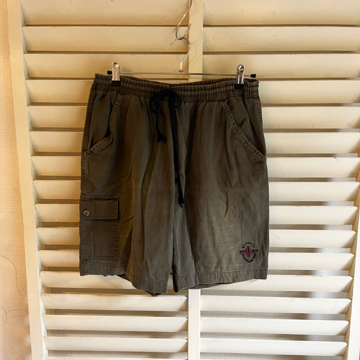 【USED】カーキ イージー ウエストゴム ワイドシルエット ショートパンツ (men's L相当)