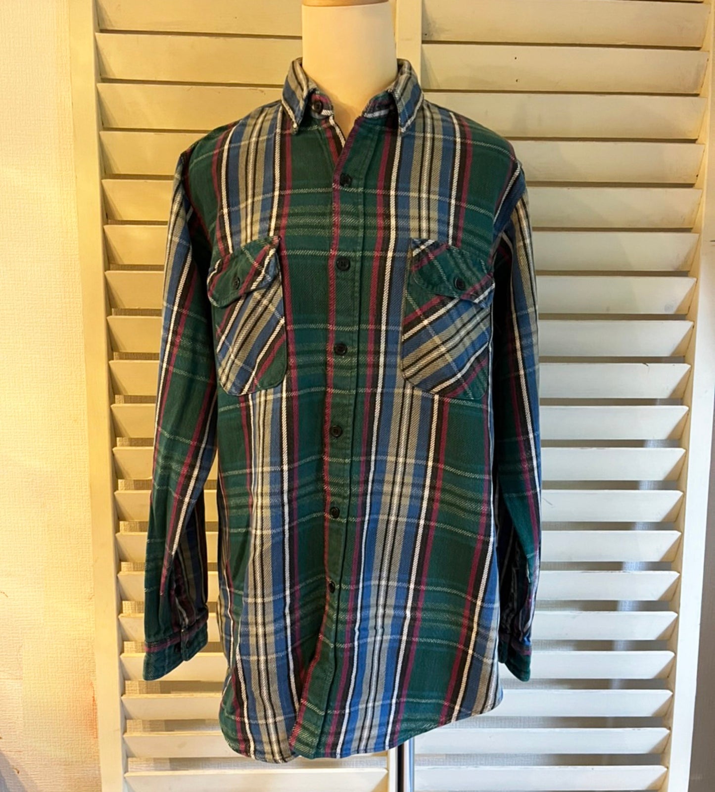 90's FIVE BROTHER Heavy flannel shirt green (men's L)
