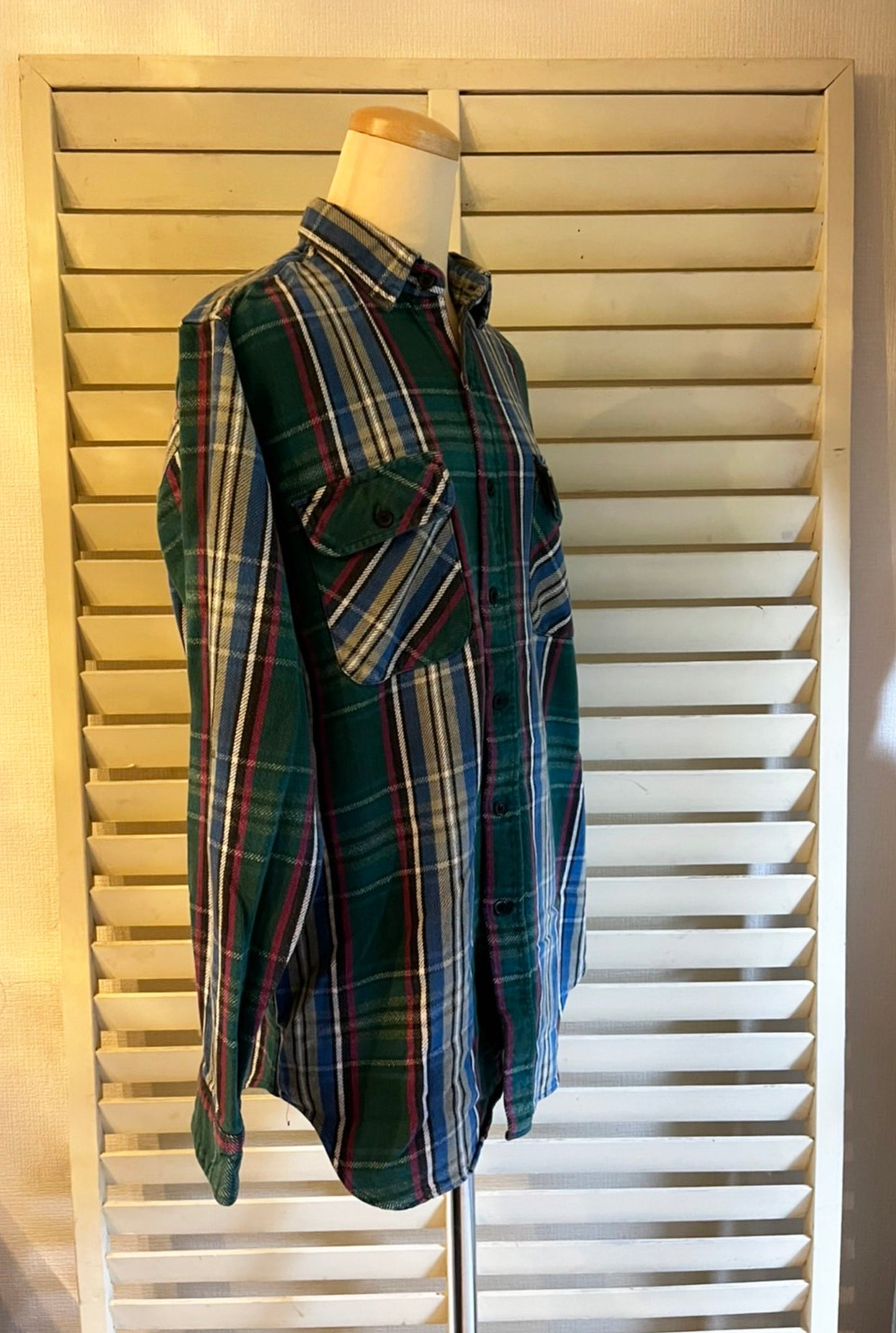 90's FIVE BROTHER Heavy flannel shirt green (men's L)