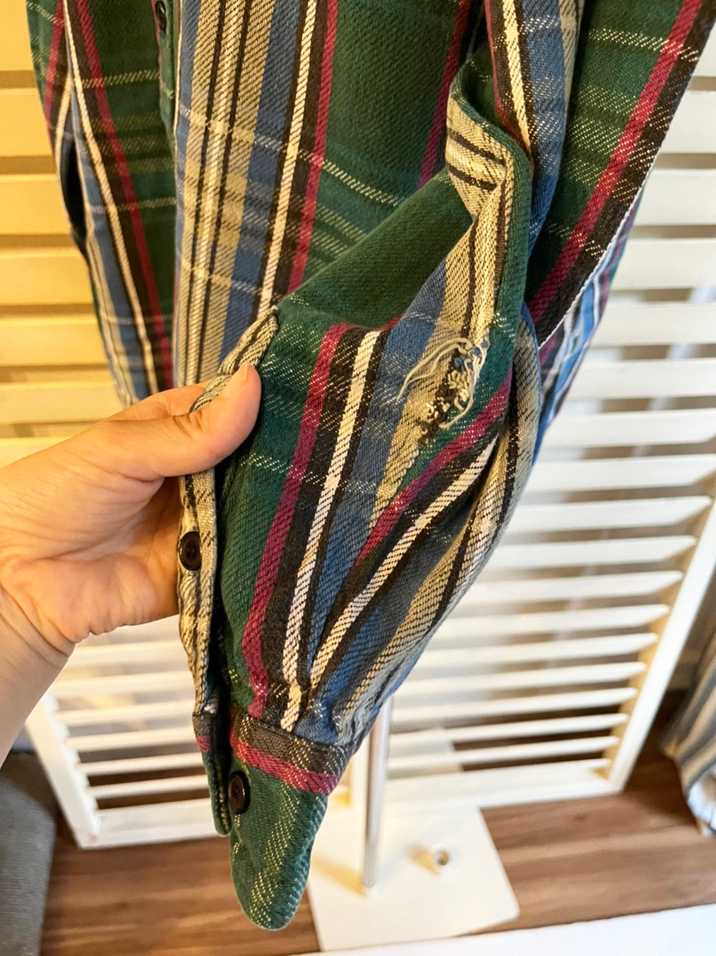 90's FIVE BROTHER Heavy flannel shirt green (men's L)