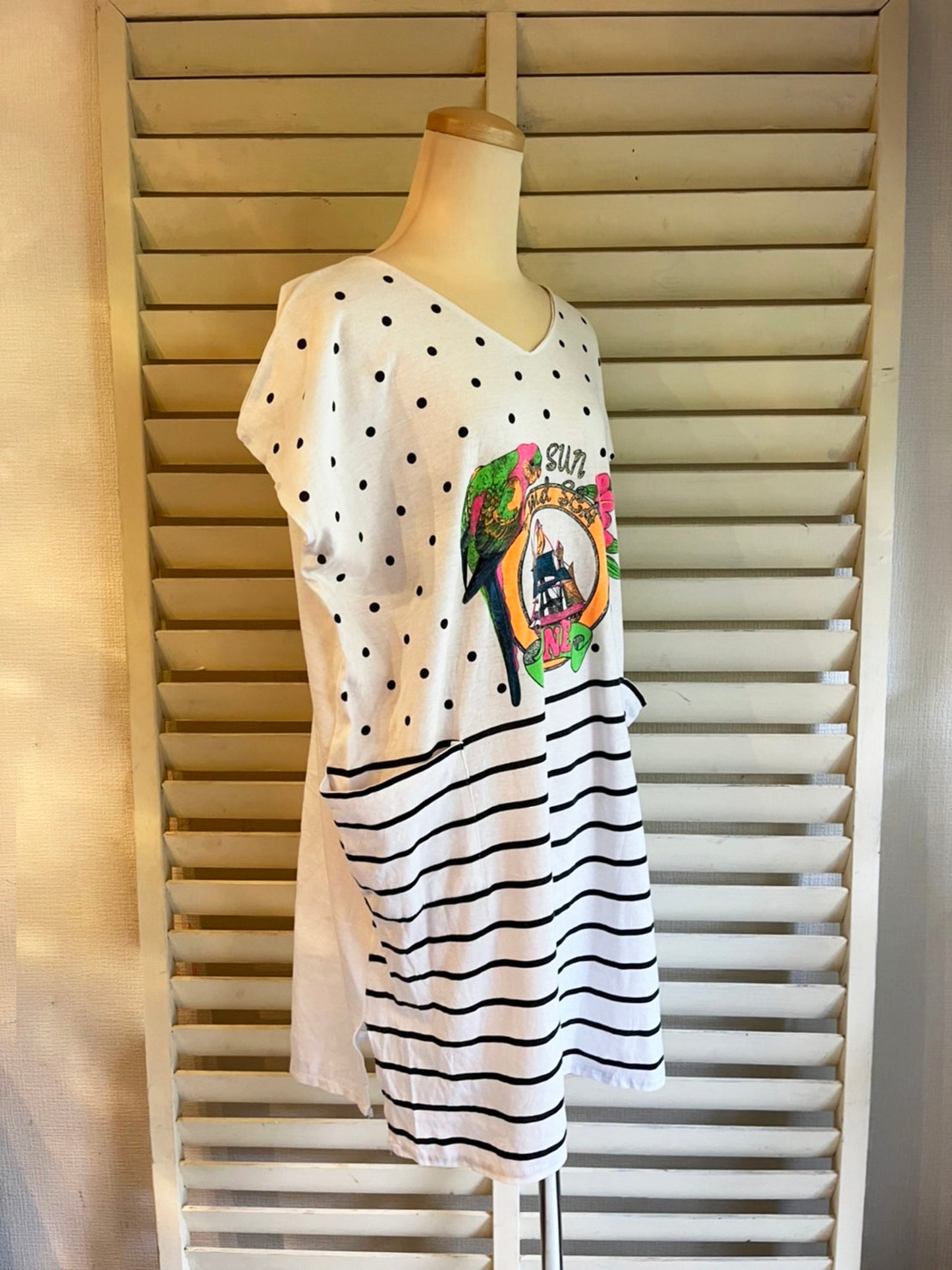 【EURO vintage】レディース SUN and SEA Tシャツ ワンピース (FREE )