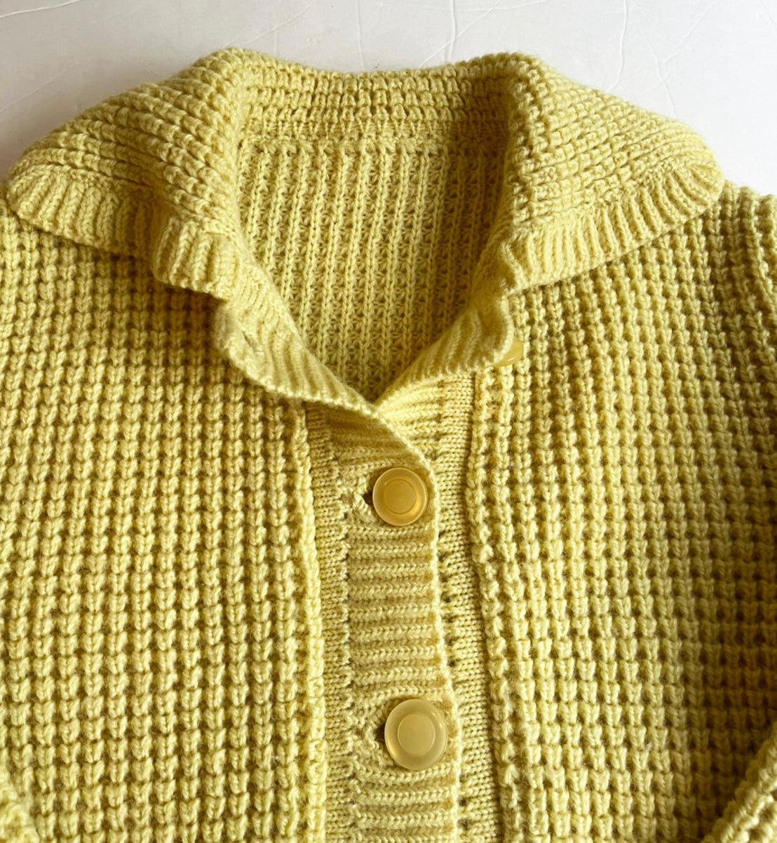 【EURO vintage】Yellow Knit Cardigan (size:Free)
