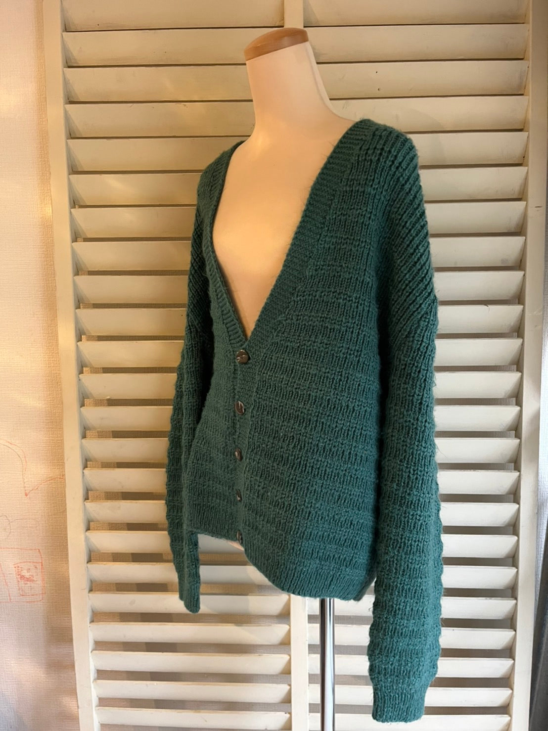 【EURO vintage】Green Knit Cardigan (About men's XL)