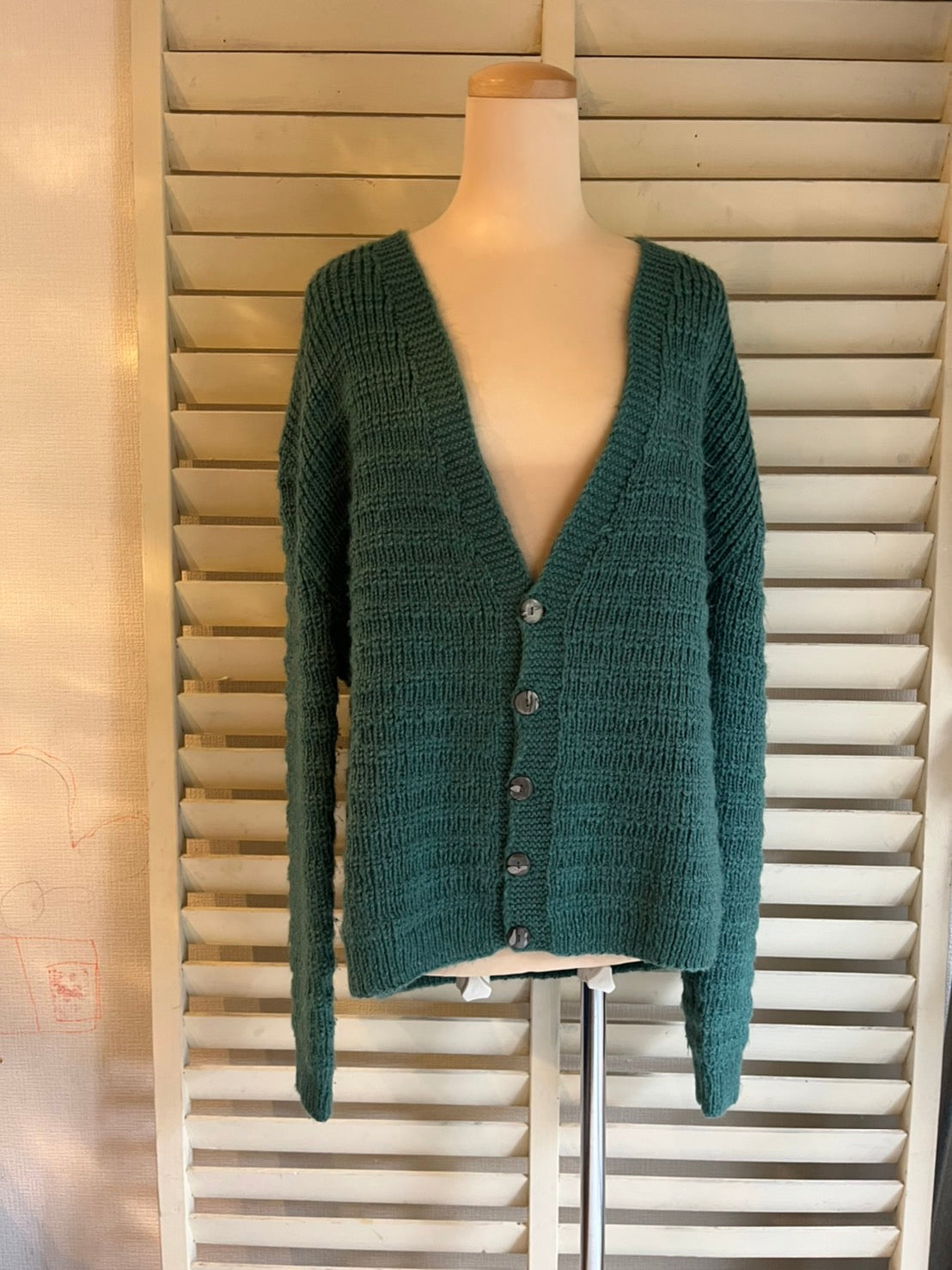 【EURO vintage】Green Knit Cardigan (About men's XL)