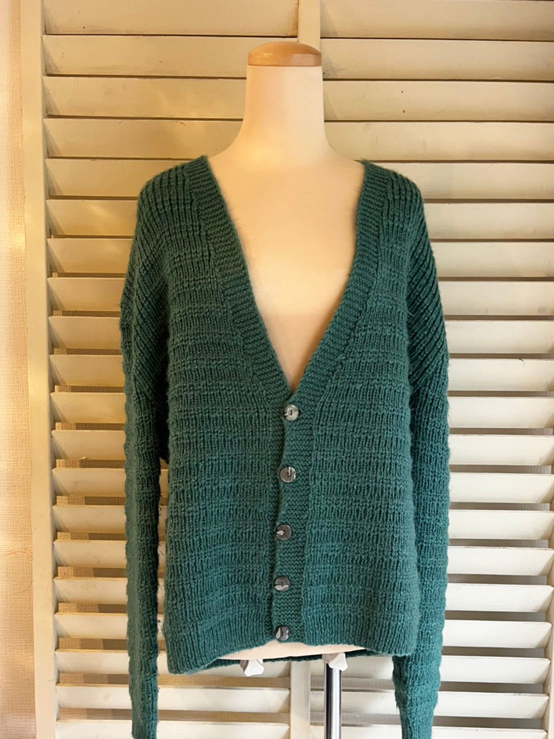 【EURO vintage】Green Knit Cardigan (About men's XL)