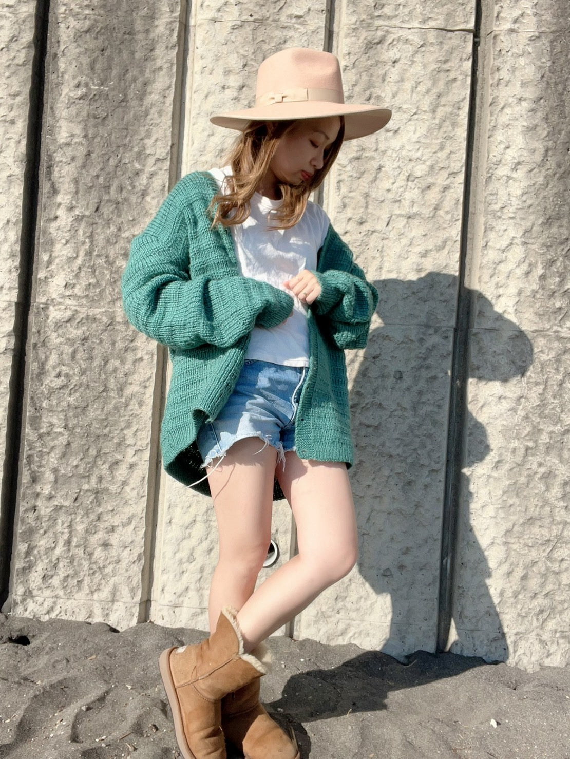 【EURO vintage】Green Knit Cardigan (About men's XL)