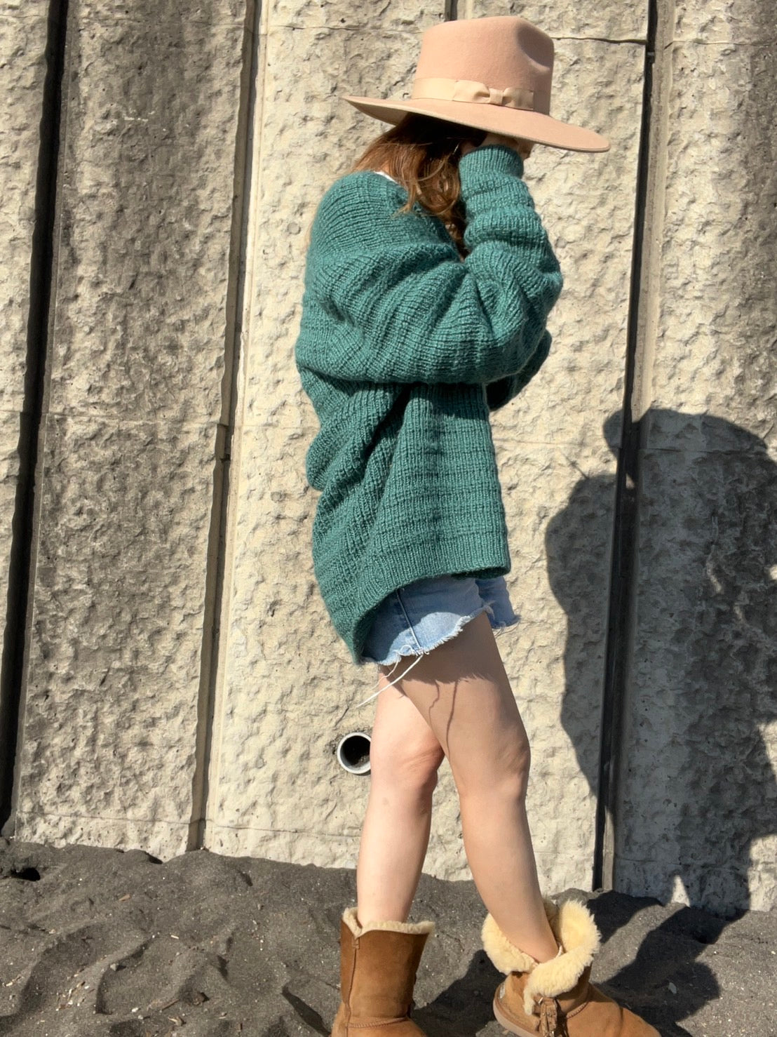 【EURO vintage】Green Knit Cardigan (About men's XL)