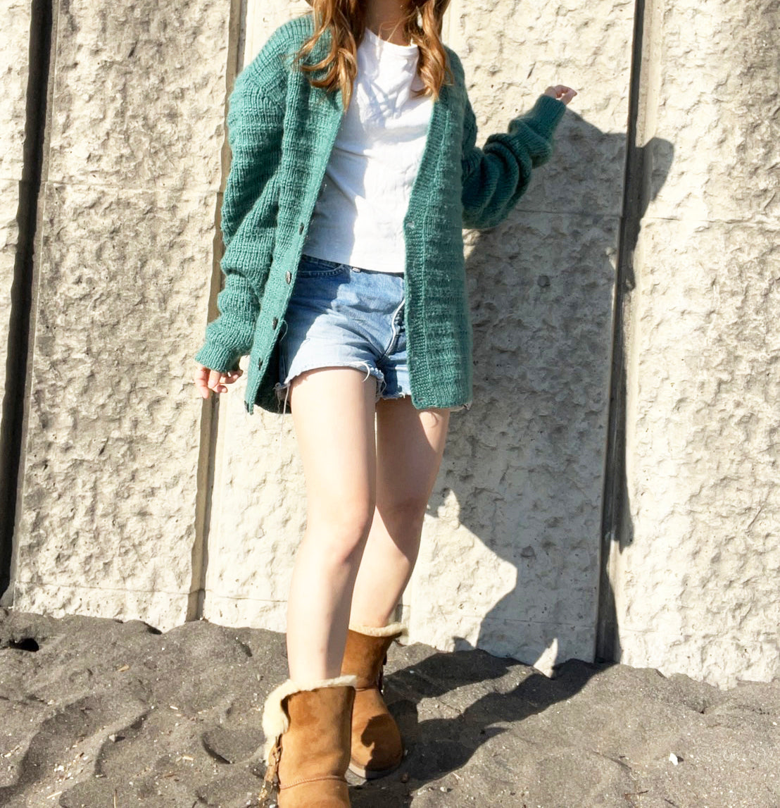 【EURO vintage】Green Knit Cardigan (About men's XL)
