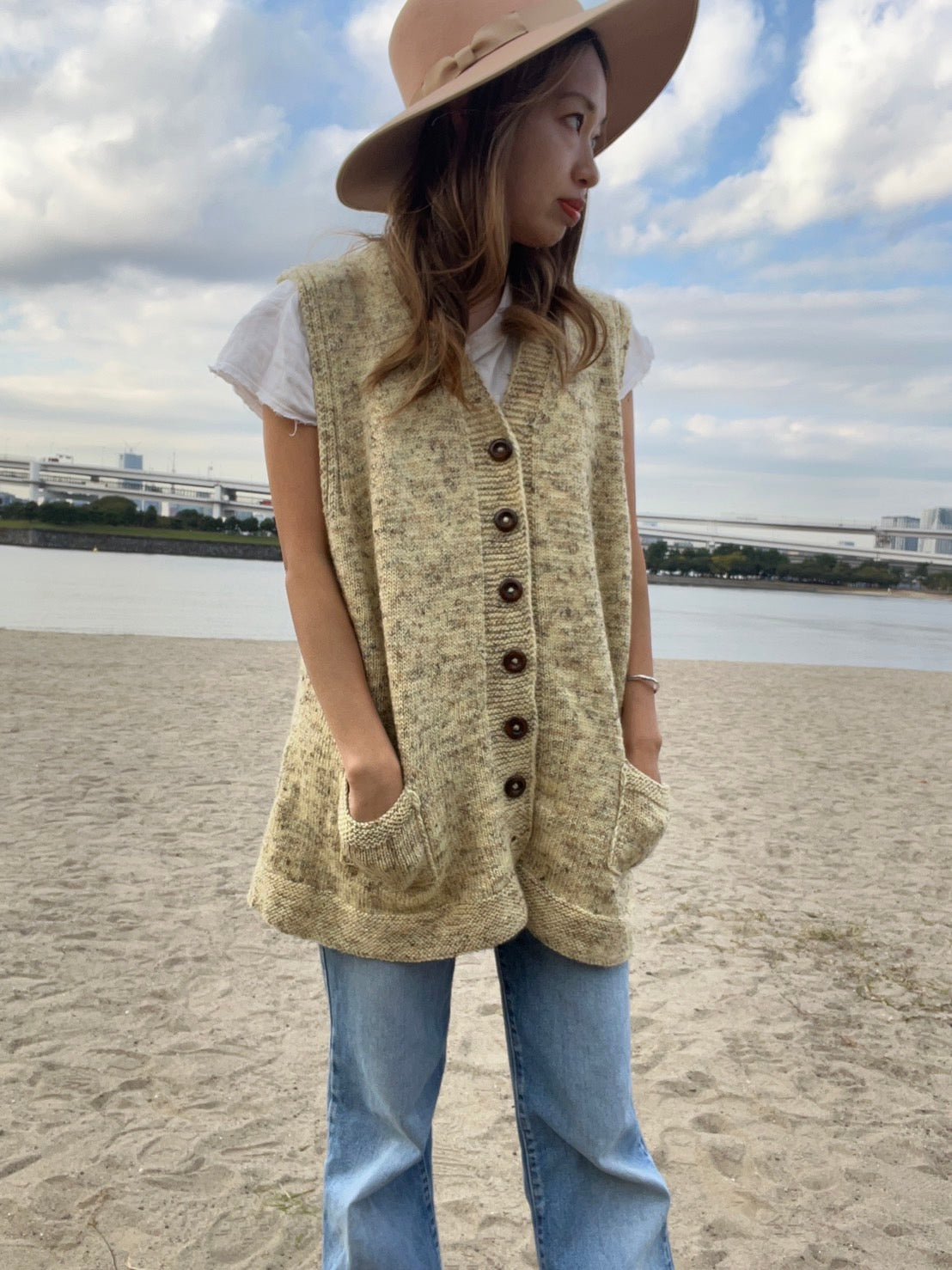 【EURO vintage】ニット ベスト カーディガン (FREEサイズ)