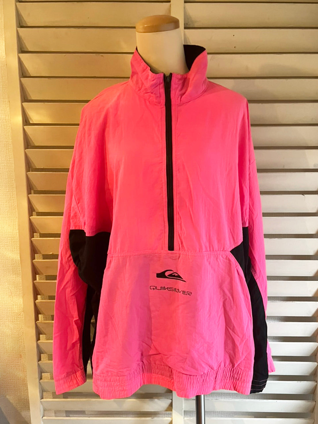 【QUIK SILVER】80's vintage クィックシルバー ハーフジップ ナイロンジャケット マゼンダ メキシコ製 (men's L相当)