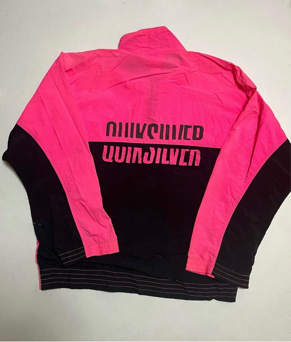【QUIK SILVER】80's vintage クィックシルバー ハーフジップ ナイロンジャケット マゼンダ メキシコ製 (men's L相当)