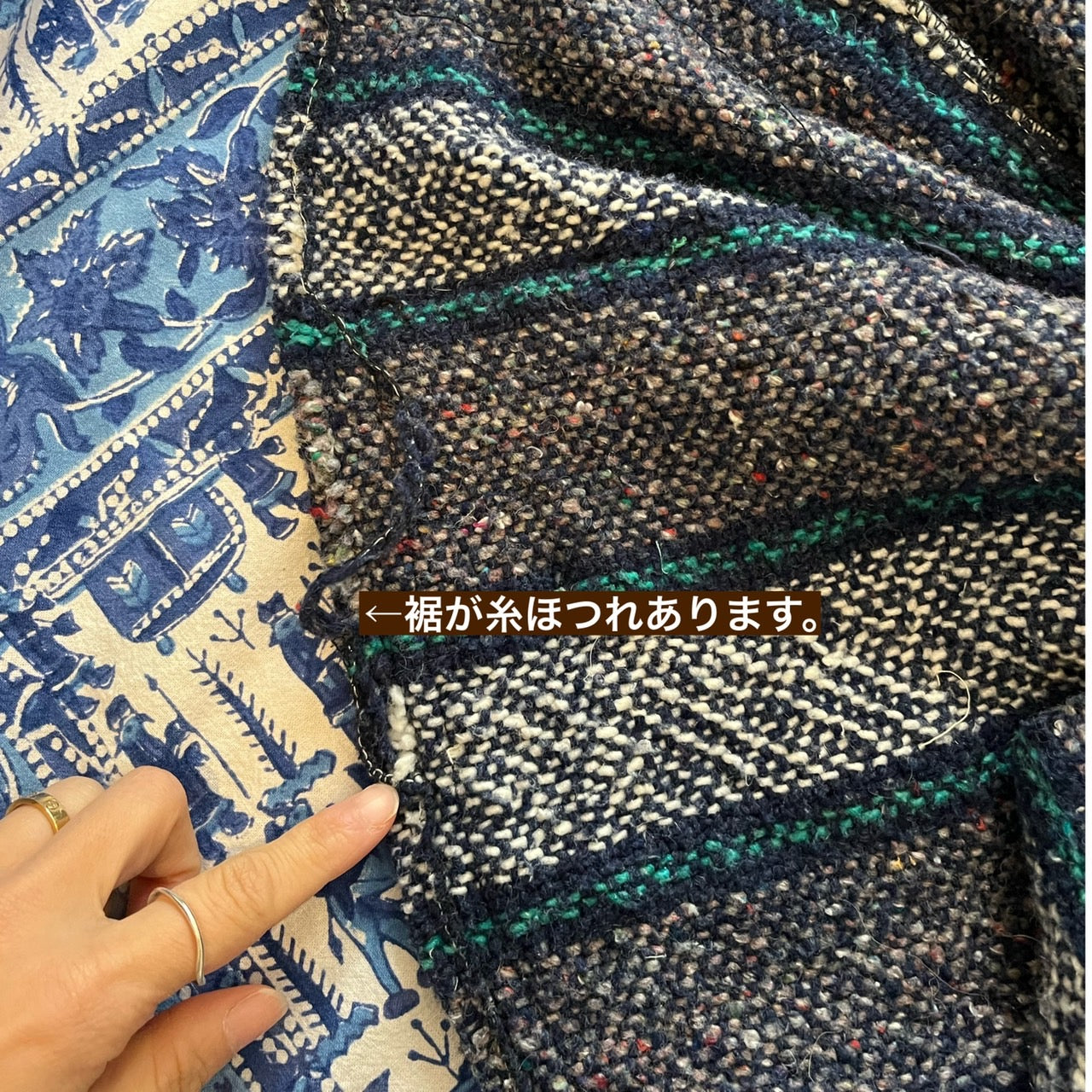 【USED】mexican parka Baja Hoodie Navy Blue (About men's L)