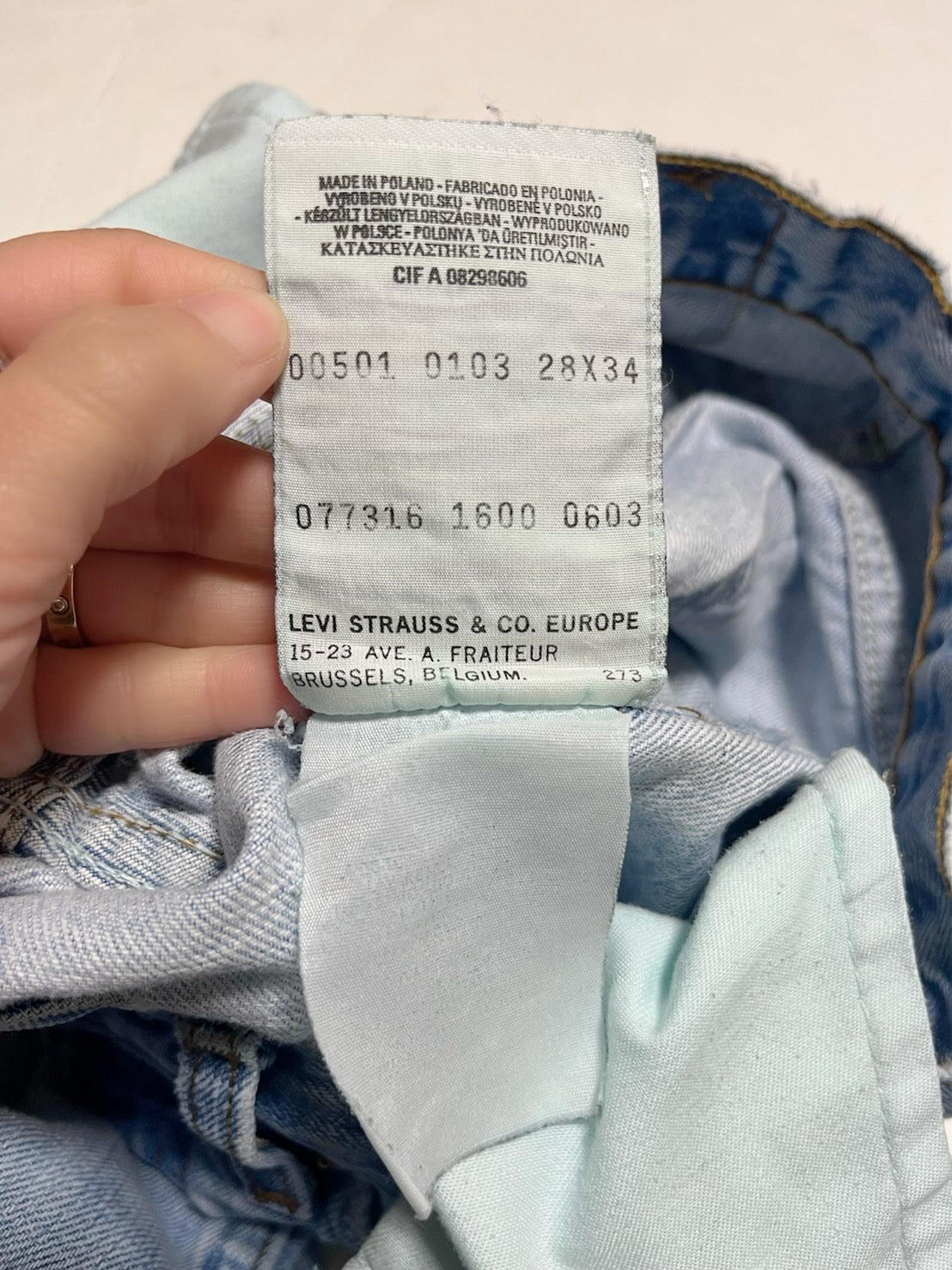 00's EURO Levis 501 ユーロリーバイス ダメージ デニムパンツ ポーランド製(W28 L34)