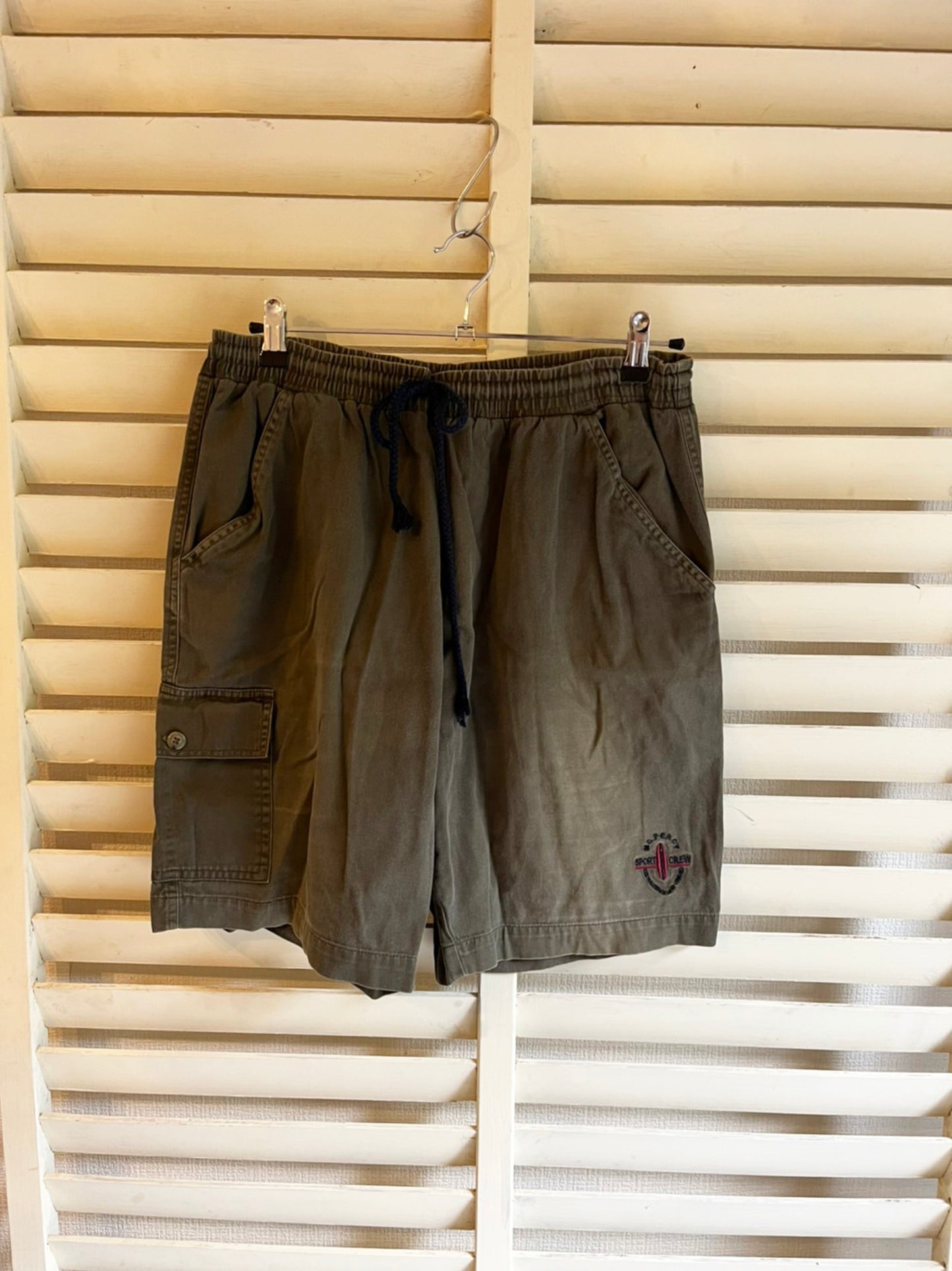 【USED】カーキ イージー ウエストゴム ワイドシルエット ショートパンツ (men's L相当)