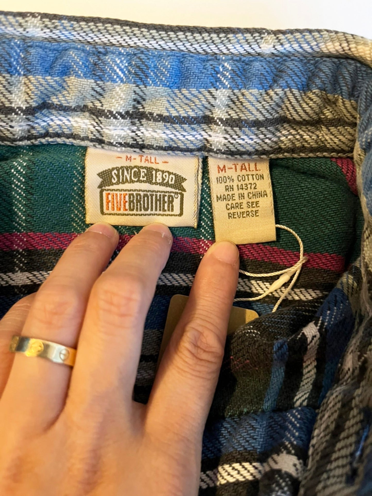 90's FIVE BROTHER Heavy flannel shirt green (men's L)