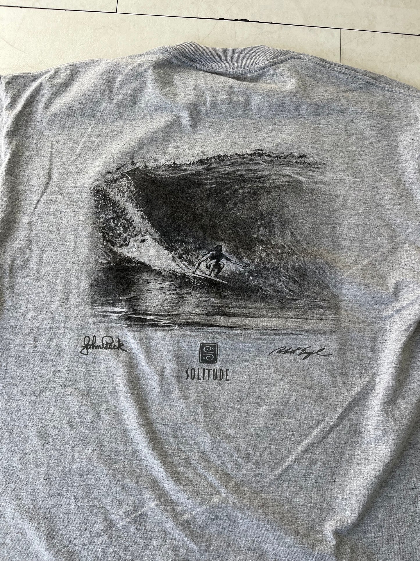 【Solitude】00's Y2K surf the waterman series John Peck gray T-shirt （men's L) ※カード付き