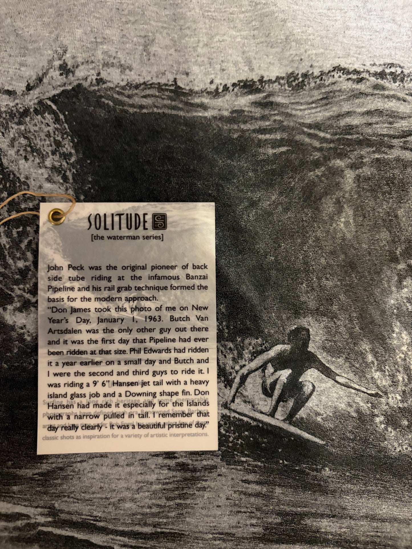 【Solitude】00's Y2K surf the waterman series john peck gray T-shirt（men's M）※カードあり
