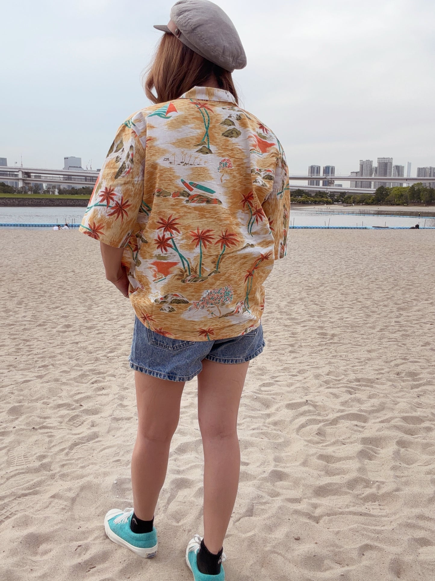 vintage Seascape pattan aloha shirt (women's L相当)