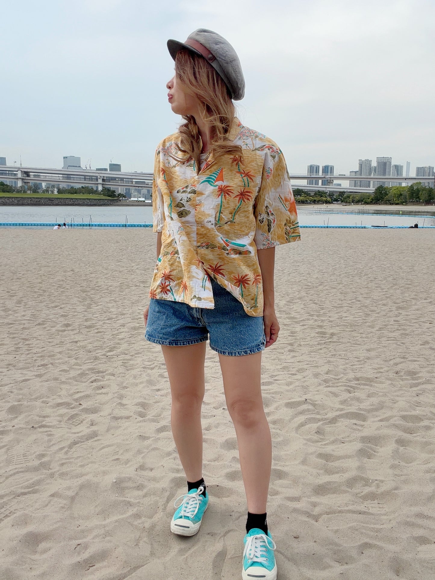 vintage Seascape pattan aloha shirt (women's L相当)