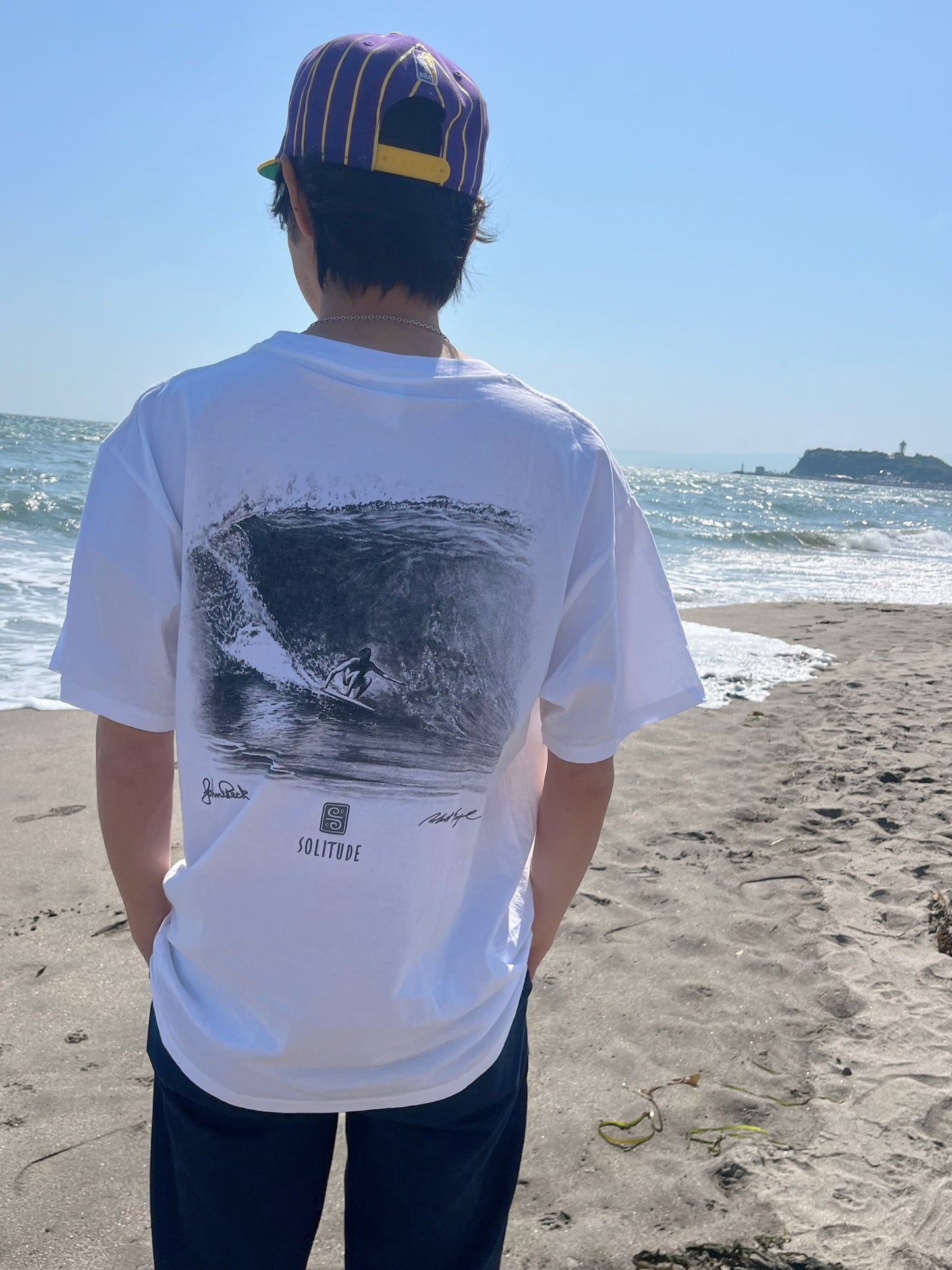 【Solitude】00's Y2K surf the waterman series john peck gray T-shirt（men's M）※カードあり