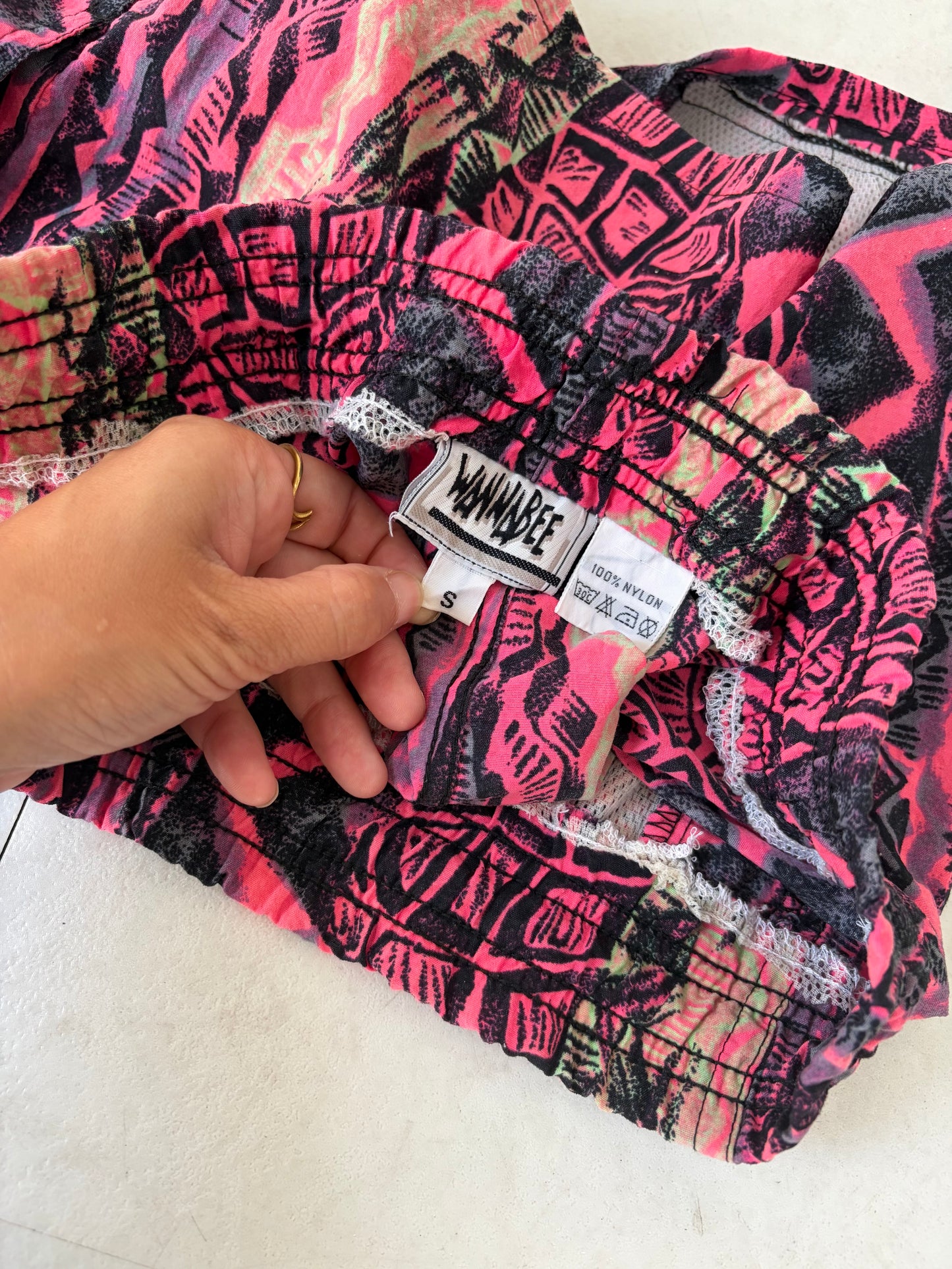 80's wannabee world nylon beach shorts size s