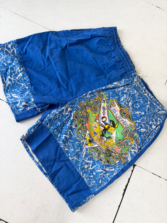80's euro vintage Native surfer surf street cotton Beach shorts size M