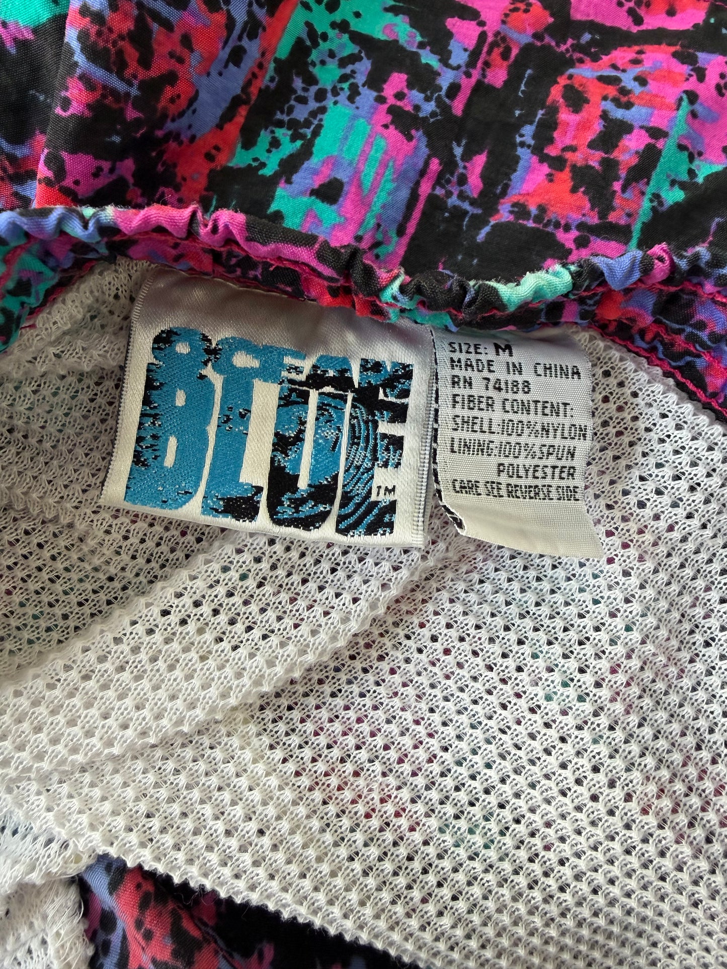 90's Ocean Blue Nylon Beach Shorts men's M（実際はL-XL)