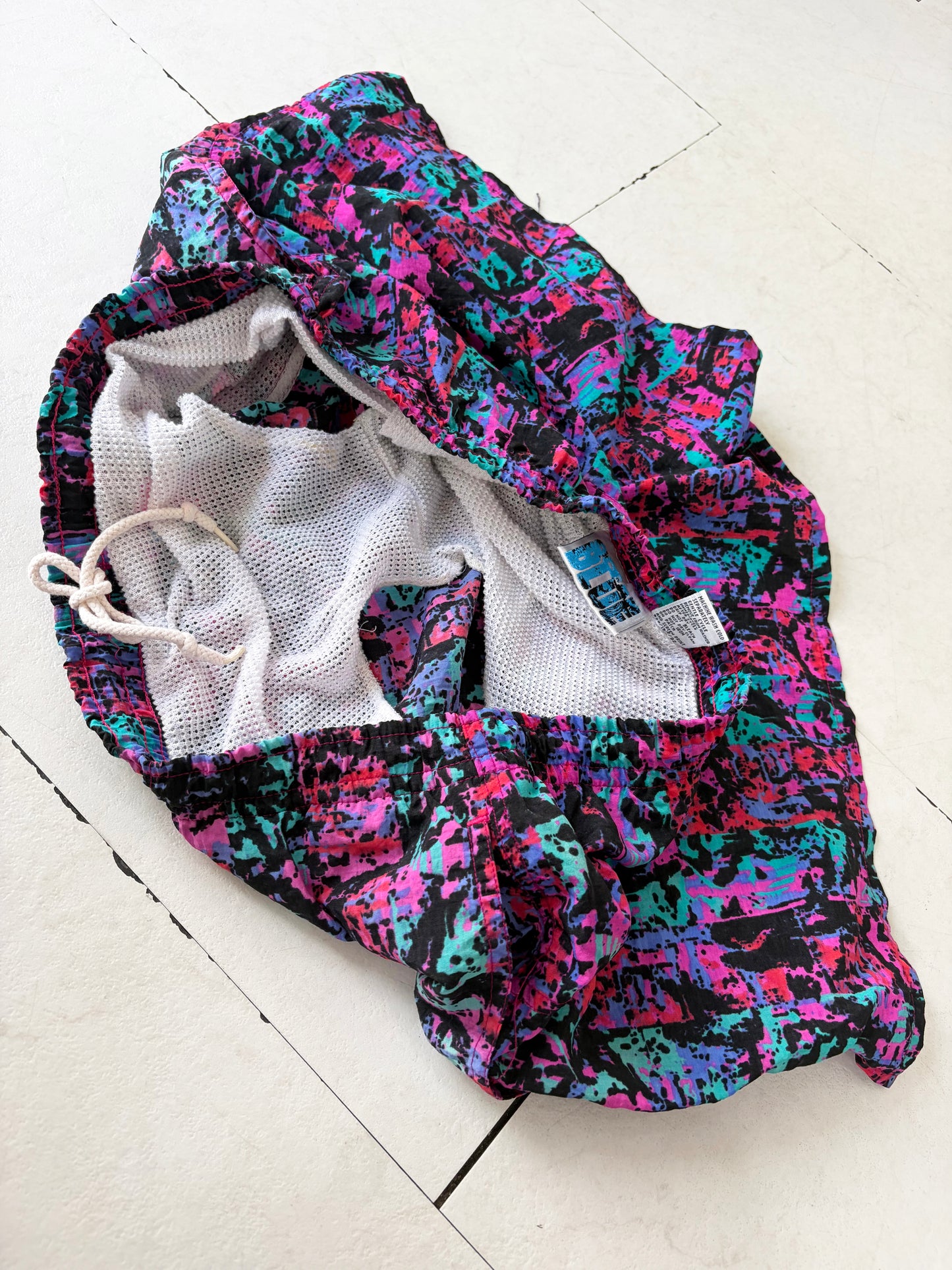 90's Ocean Blue Nylon Beach Shorts men's M（実際はL-XL)