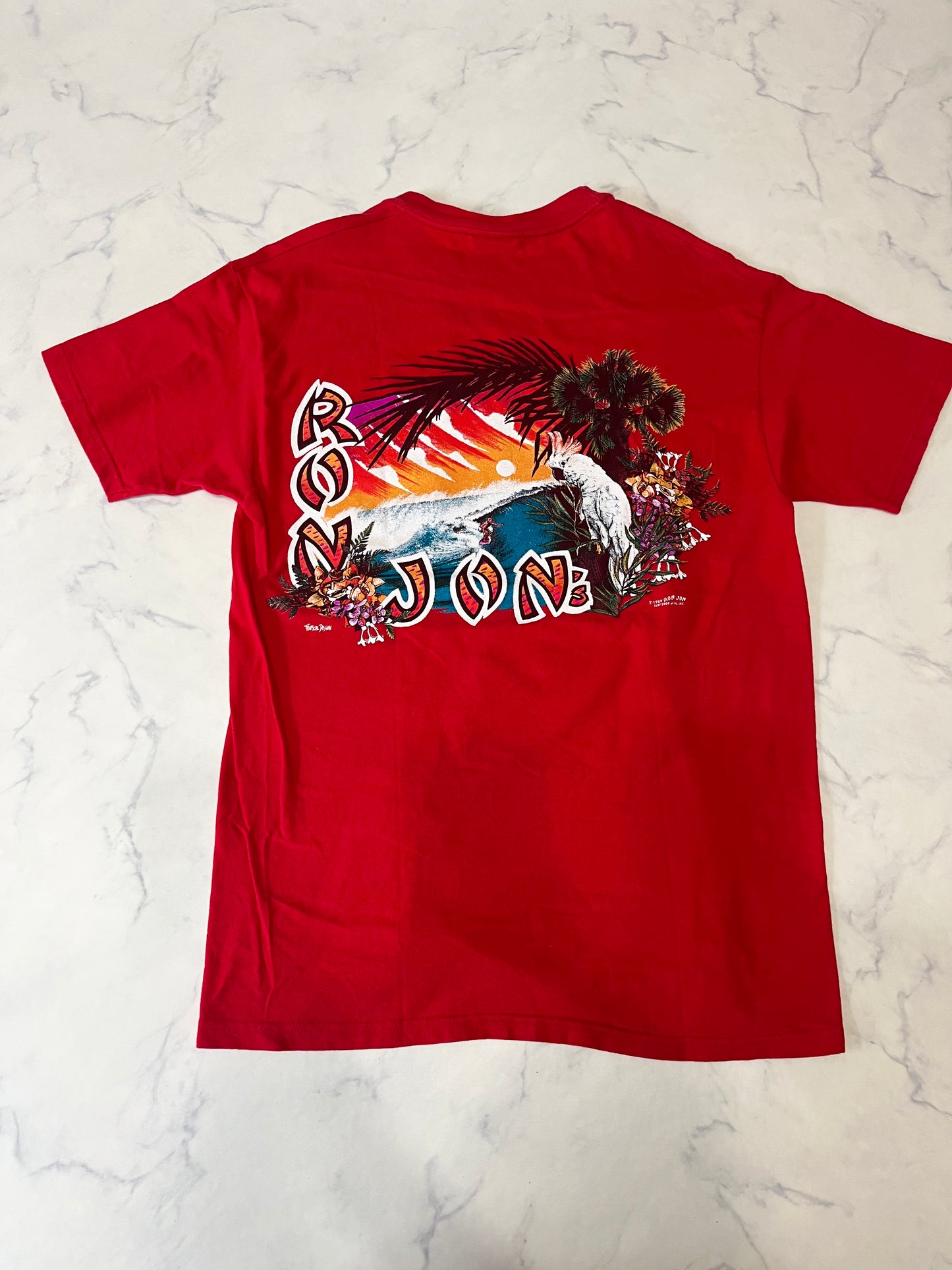00's RONJON  SURF SHOP ONE AND ONLY Red T-shirt (adult M)