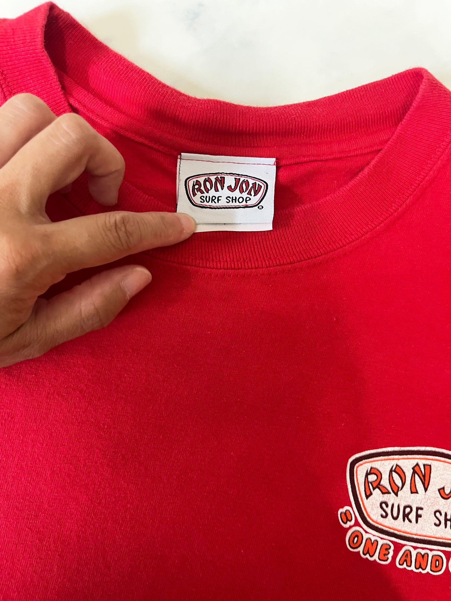 00's RONJON  SURF SHOP ONE AND ONLY Red T-shirt (adult M)