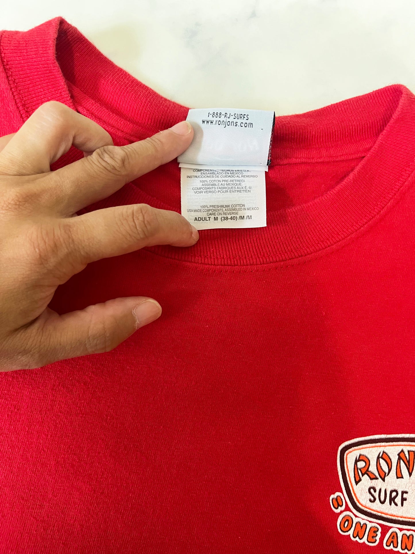 00's RONJON  SURF SHOP ONE AND ONLY Red T-shirt (adult M)