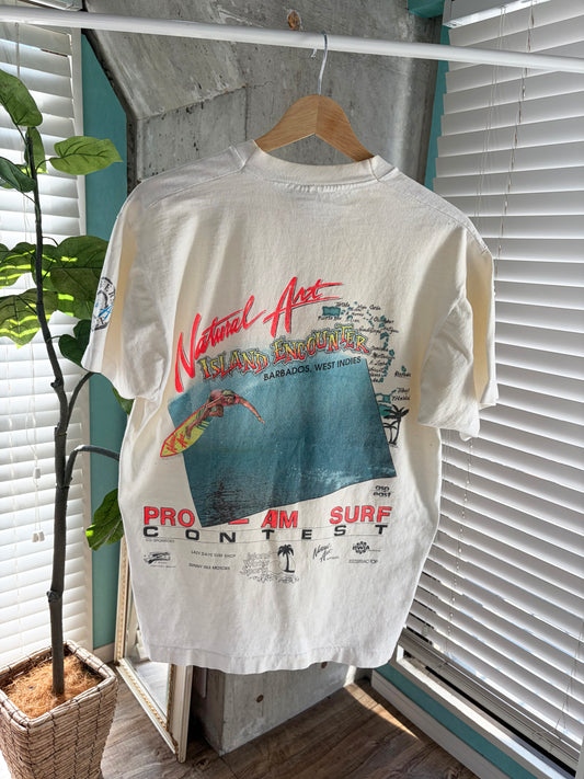 80's Natural art surfboard PRO-AM SURF CONTEST T-shirt (men's L)