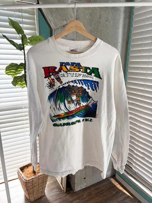 90's PAPA RASTA Tropical Style Surf Boards Long sleeve tee (Adult L)