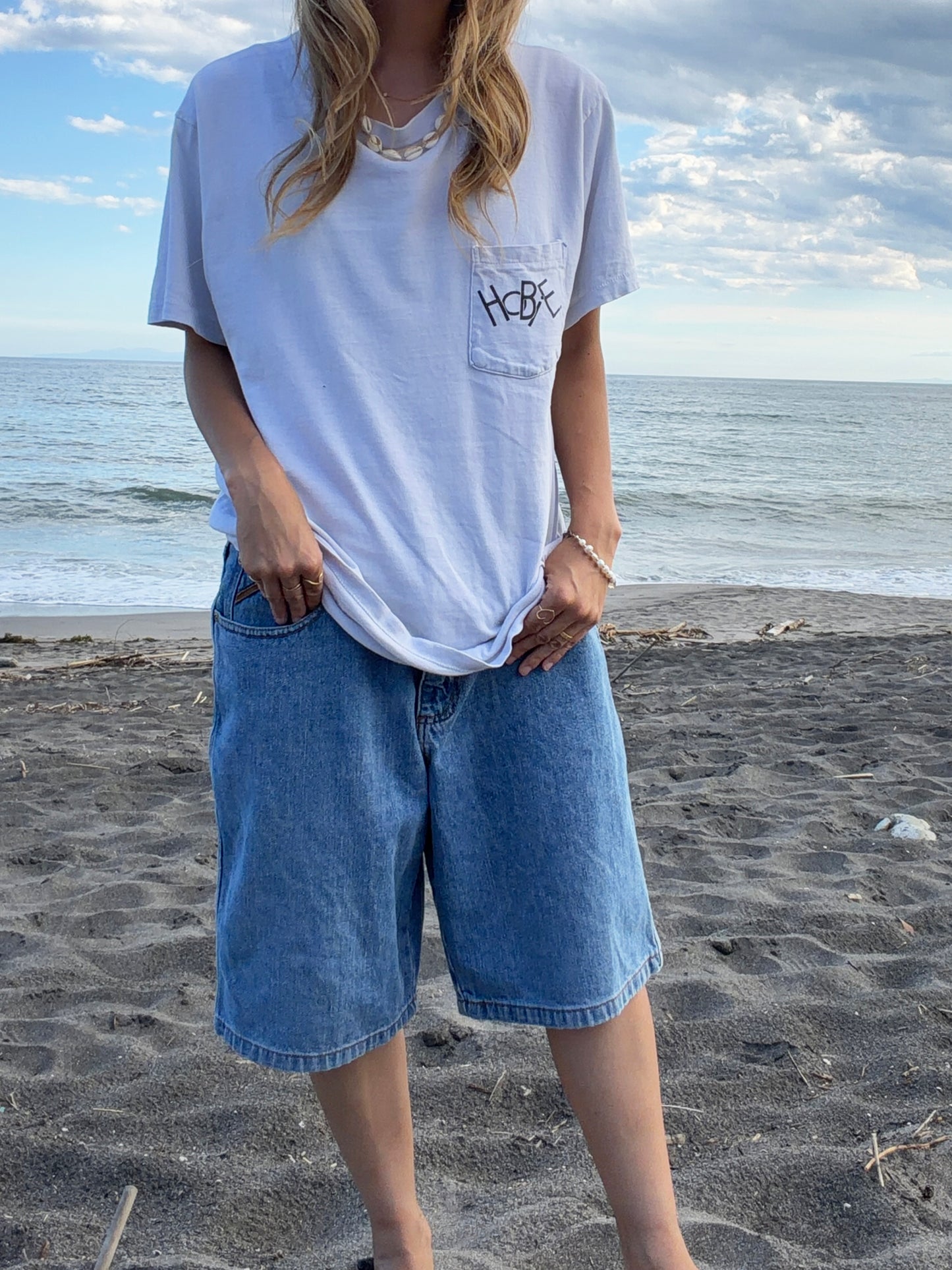 80's Hobie surfing pocket  tee men's M 相当
