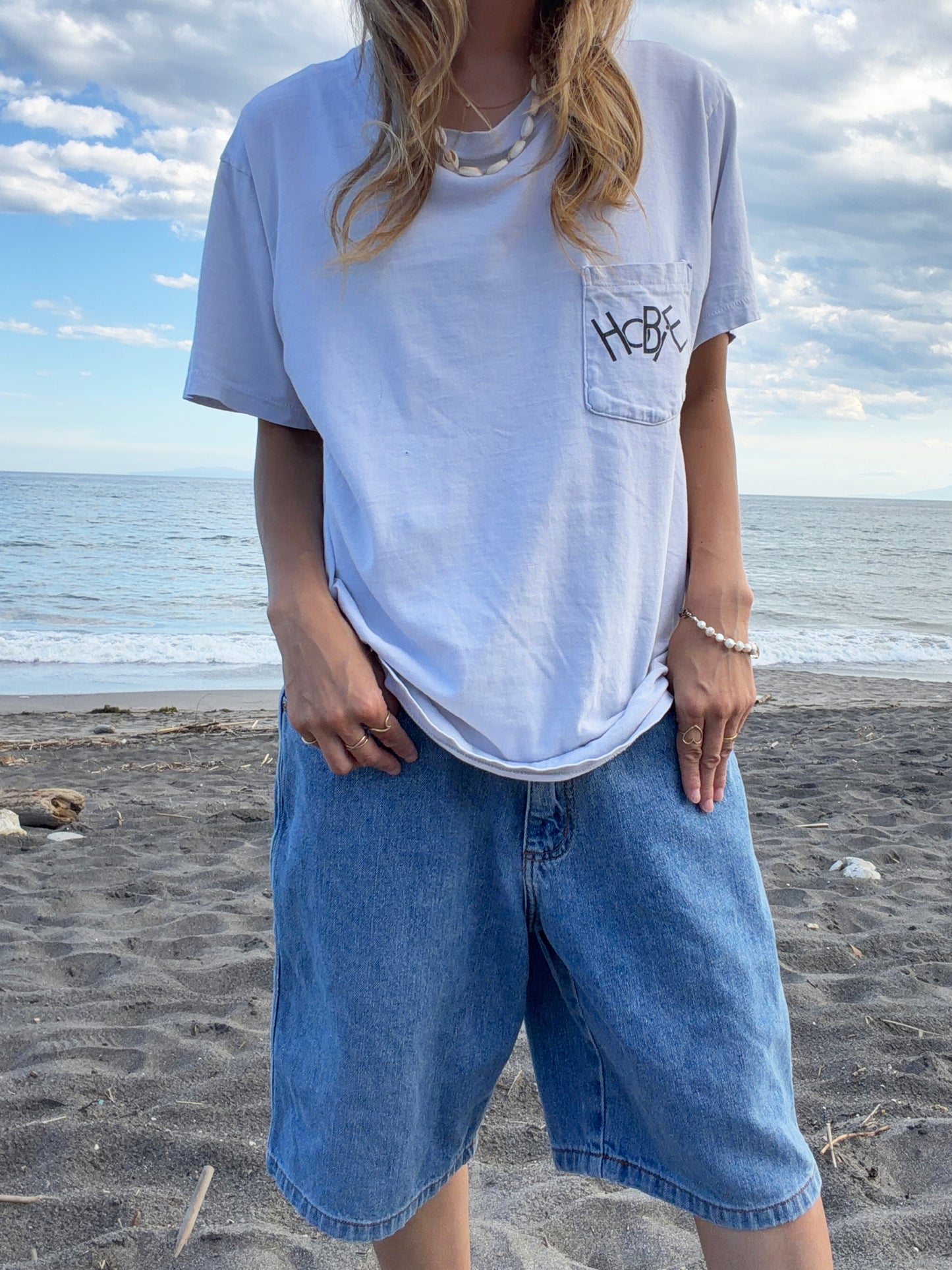 80's Hobie surfing pocket  tee men's M 相当
