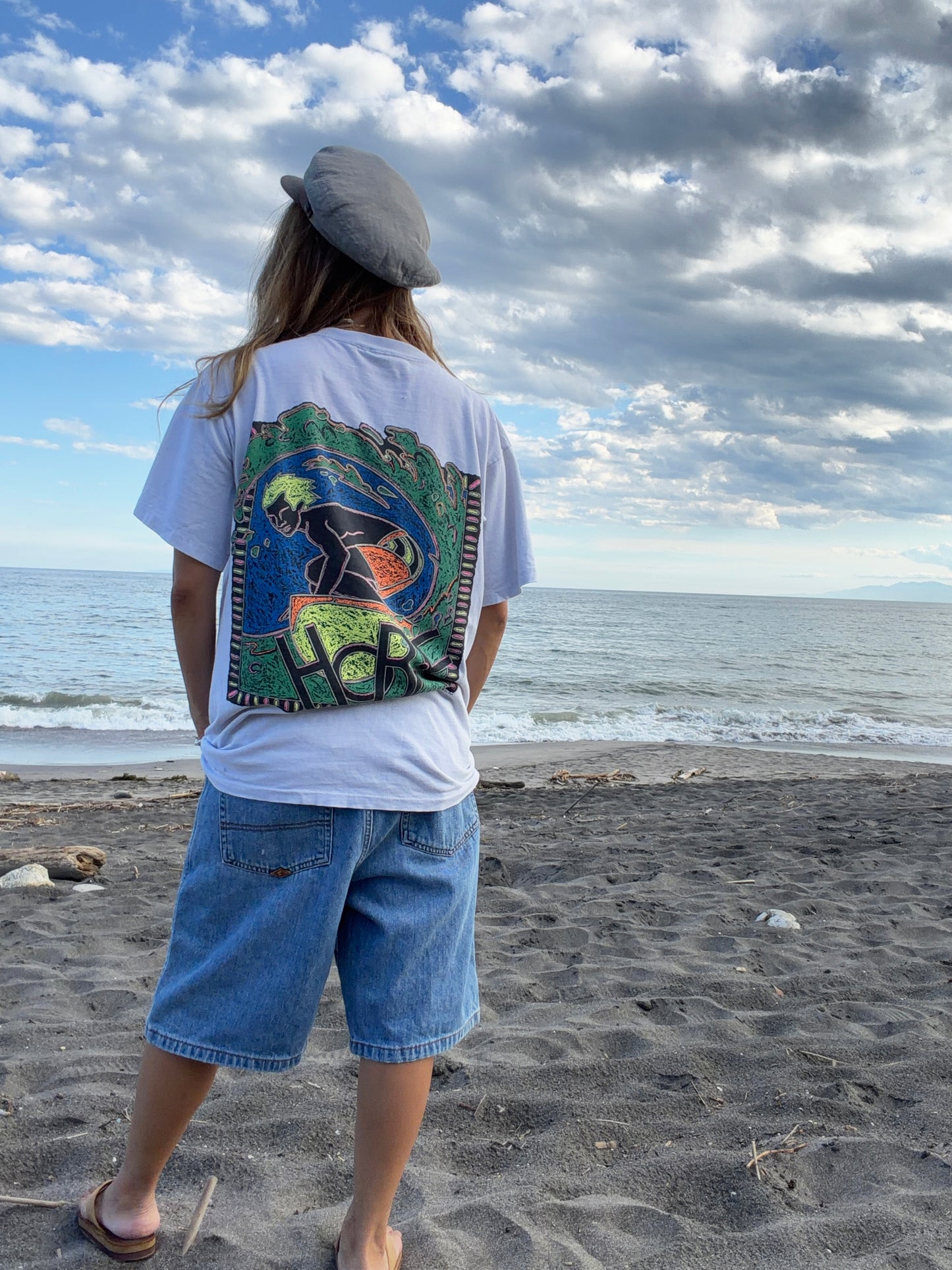 80's Hobie surfing pocket  tee men's M 相当