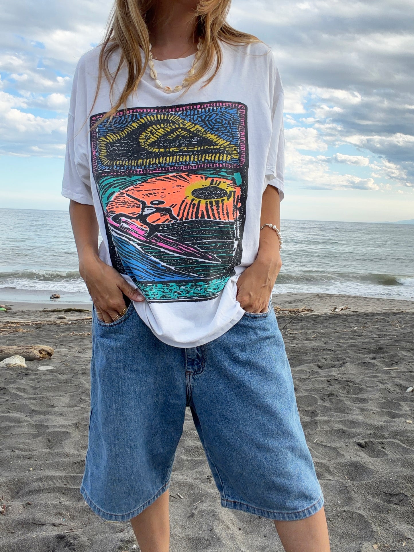 00's quik silver surf tee men's M相当