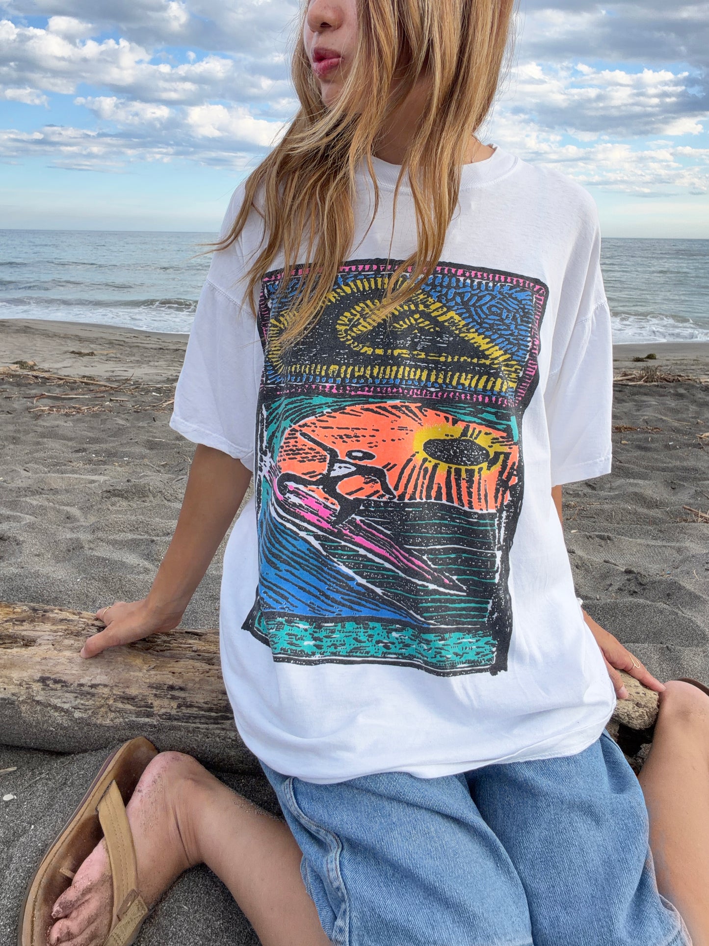 00's quik silver surf tee men's M相当