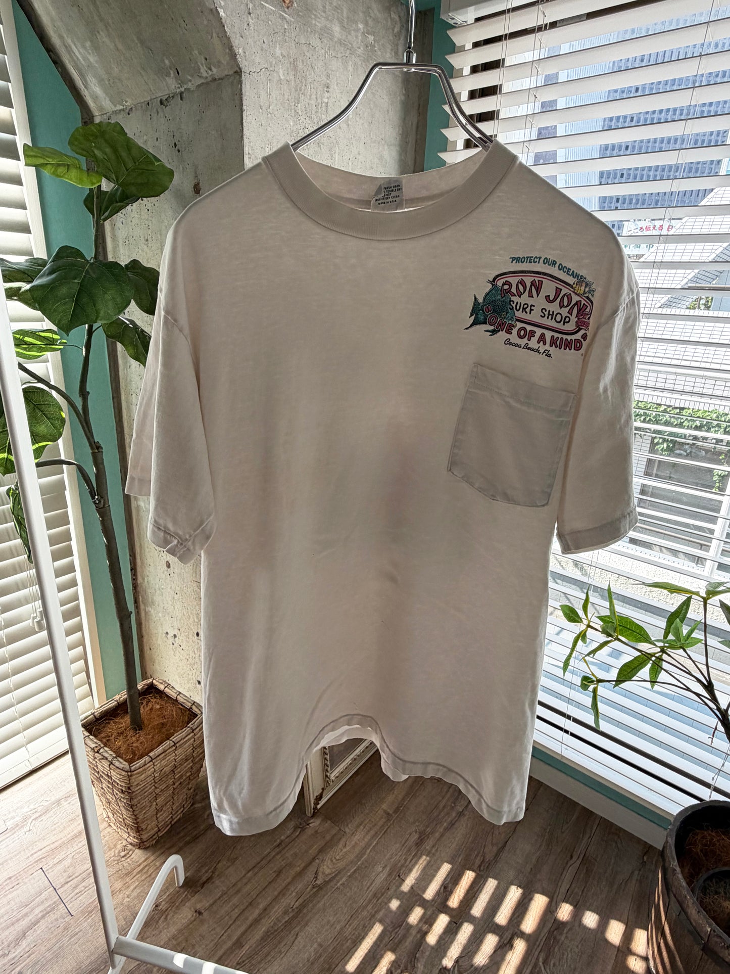 90's Ronjon Surf Shop Protect Our Oceans Pocket Tee size M