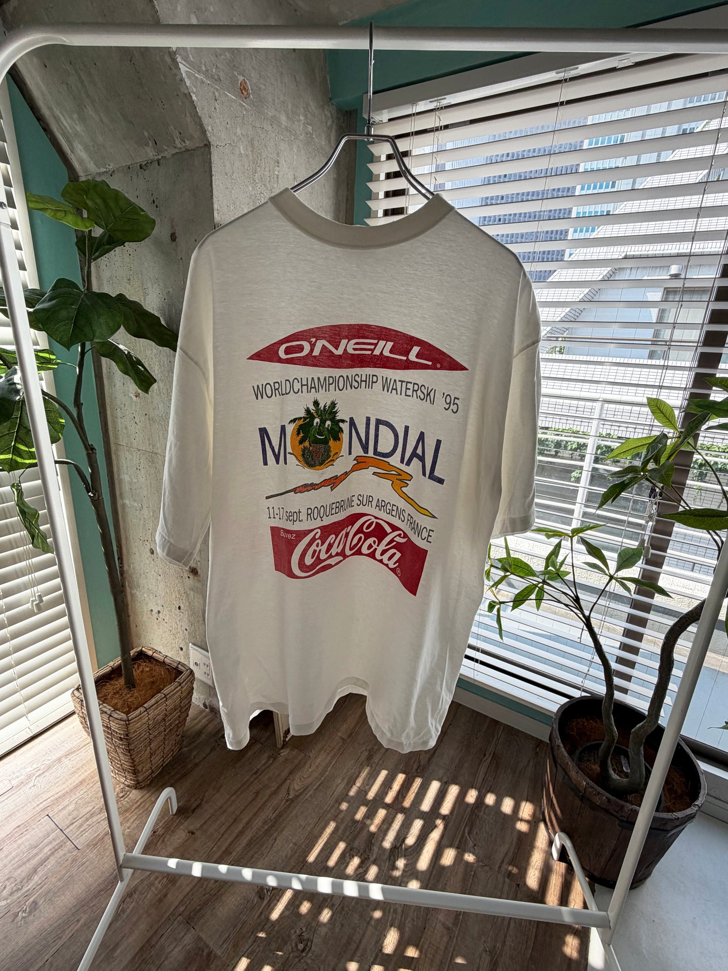 90's O'neill world champion ship water ski '95 Print tee men's XL