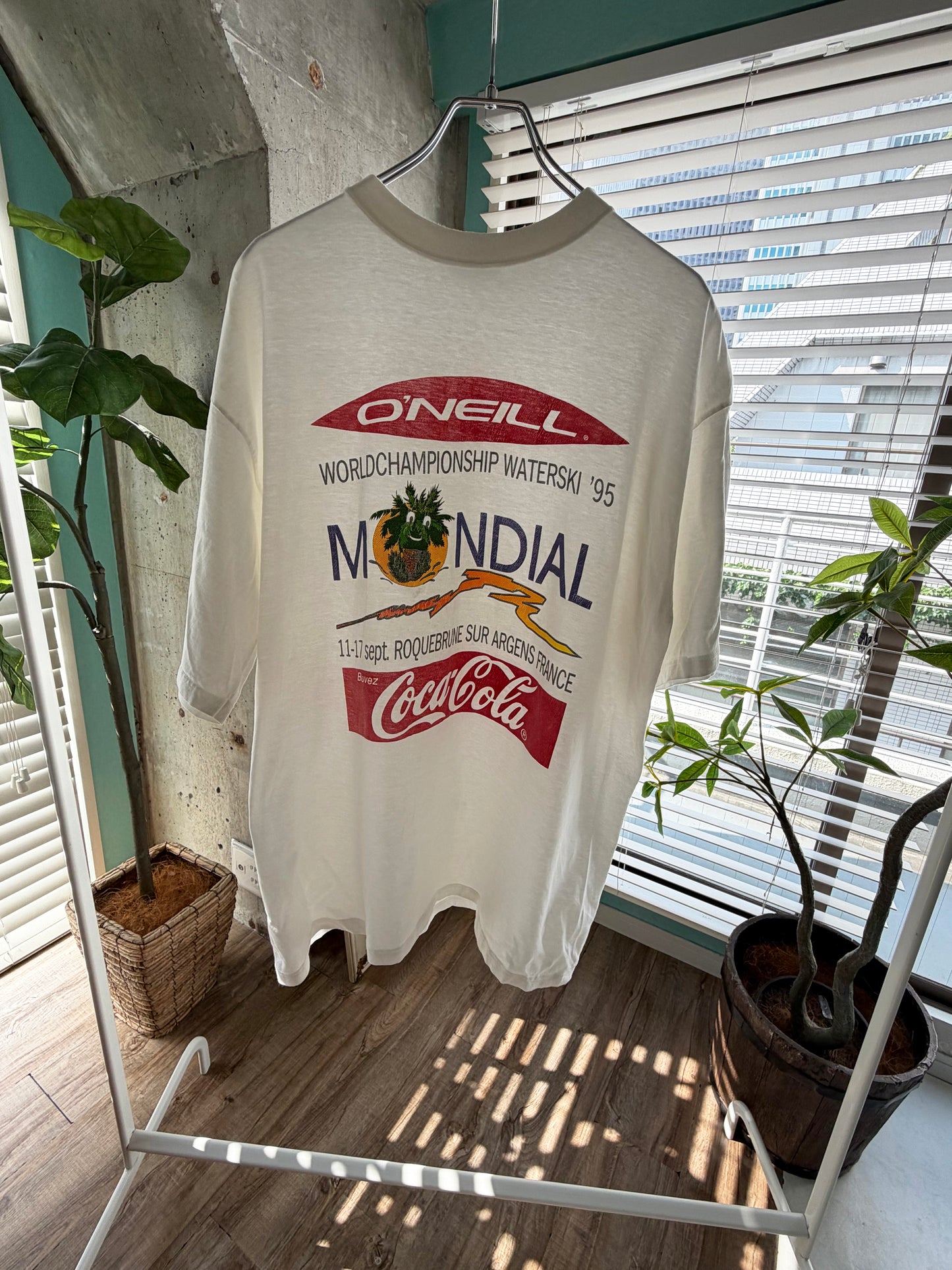 90's O'neill world champion ship water ski '95 Print tee men's XL