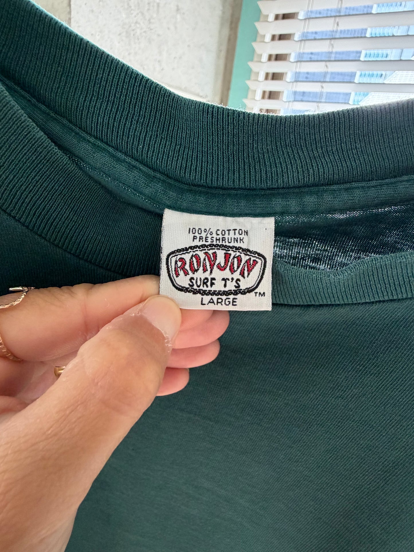 90's Ronjon Surf Shop CoCoa Beach Pocket Tee Green size M