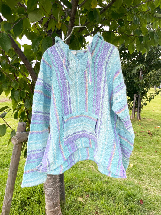 Pastel Blue Baja Hoodie mexican parka (Size XL)